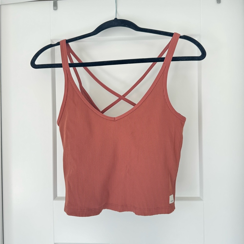 Vuori Rib Crop Tank Top - Women's in terracotta